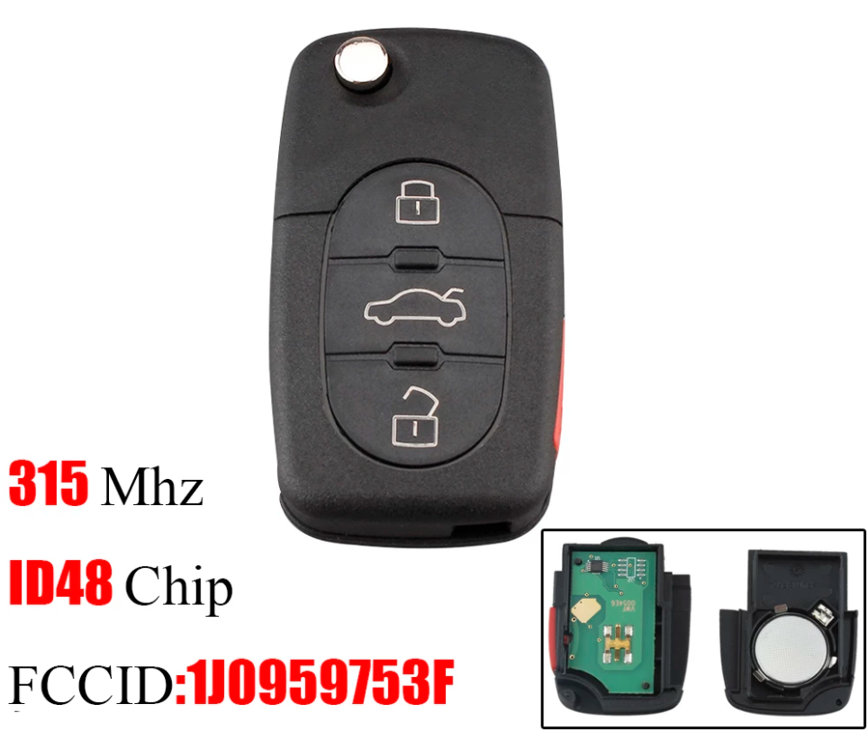 For VW PASSAT 2001-2005 Flip Remot Key Fob 433MHz 1J0 959 753 AH With ID48 Chip 